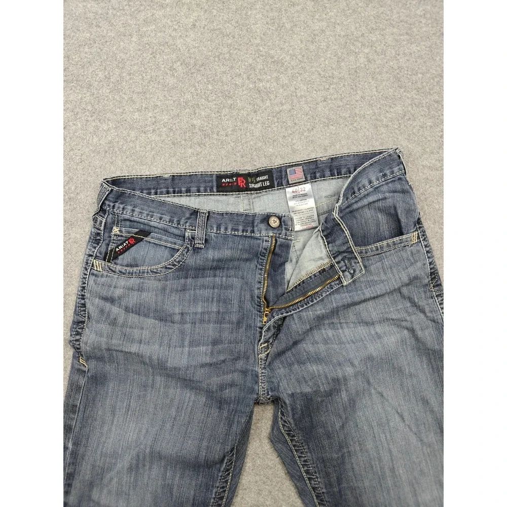 Ariat FR M5 Straight Leg Jeans Mens 40x32 Blue Medium Wash FR Stretch Denim